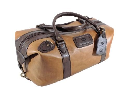 1 Genuine Leather Duffle Travel Bag Overnight Mansfield Cognac Brown 1