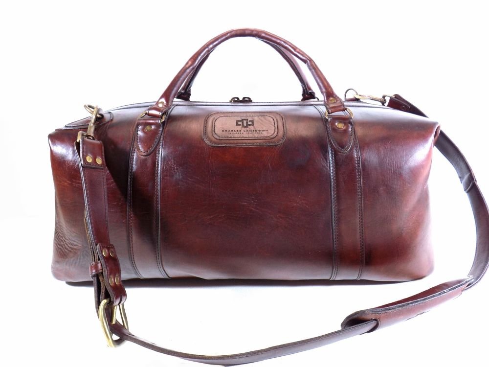 2 Genuine Leather Duffle Travel Bag Weekend Mansfield Polished Tobacco 2