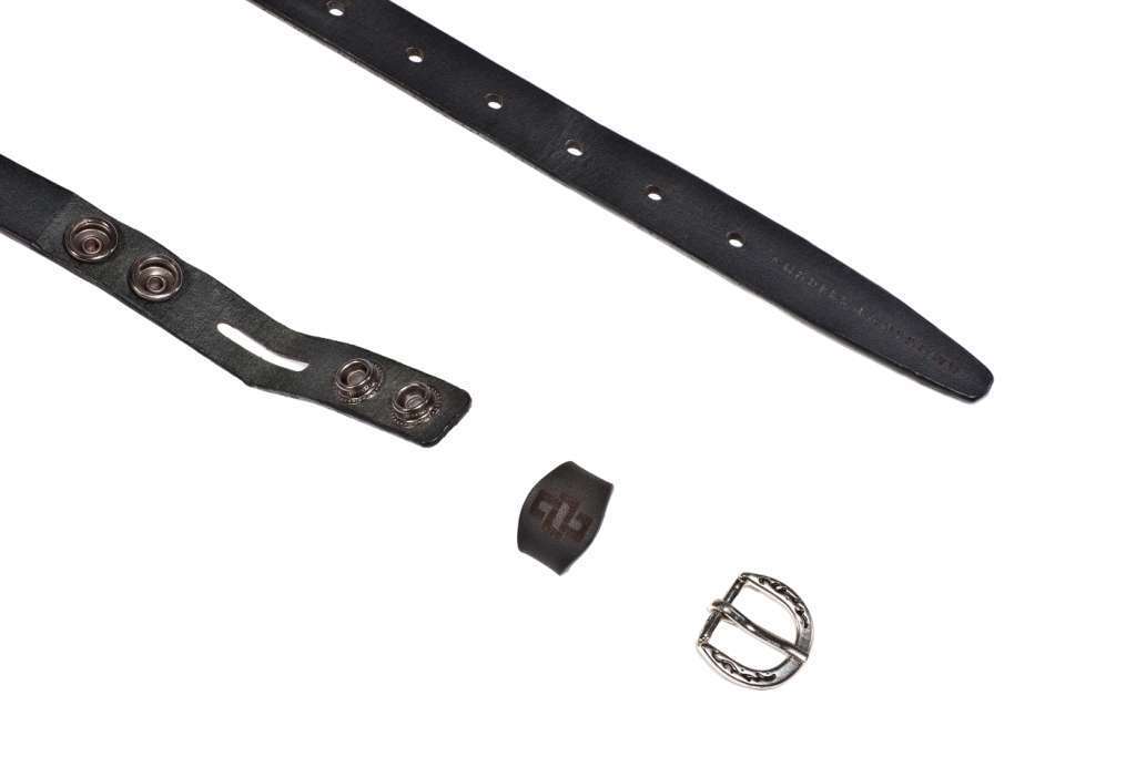 genuine leather belt brass or silver interchangeable buckle Ladies thin narrow 20mm black 4