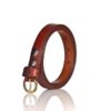 genuine leather belt brass or silver interchangeable buckle Ladies thin narrow 20mm rich tan 2