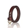 genuine leather belt brass or silver interchangeable buckle Ladies thin narrow 20mm Chocolate brown 2