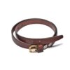 genuine leather belt brass or silver interchangeable buckle Ladies thin narrow 20mm Chocolate brown 3