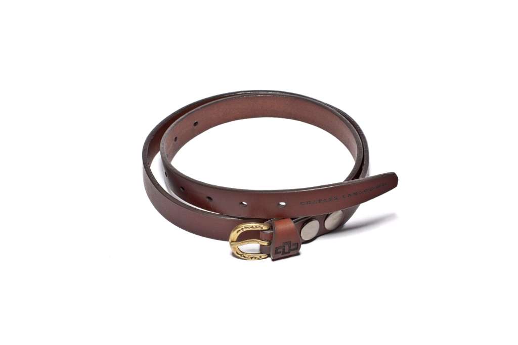 genuine leather belt brass or silver interchangeable buckle Ladies thin narrow 20mm Chocolate brown 3