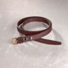 genuine leather belt brass or silver interchangeable buckle Ladies thin narrow 20mm Chocolate brown 5