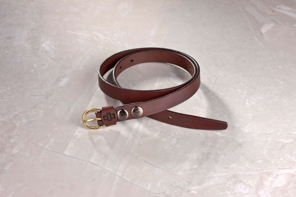 genuine leather belt brass or silver interchangeable buckle Ladies thin narrow 20mm Chocolate brown 5