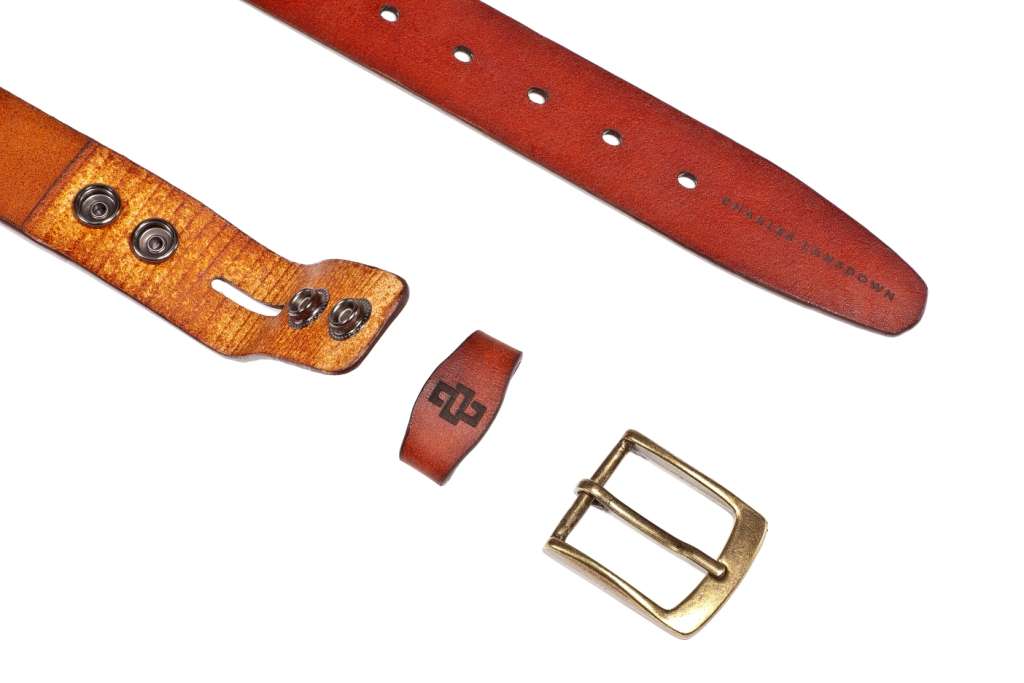 genuine leather belt brass or silver interchangeable buckle 35mm formal rich tan 4