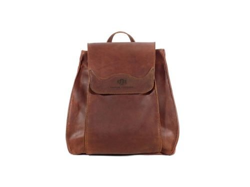 Genuine Leather Backpack Sling Bag Tulip Tobacco Brown 1