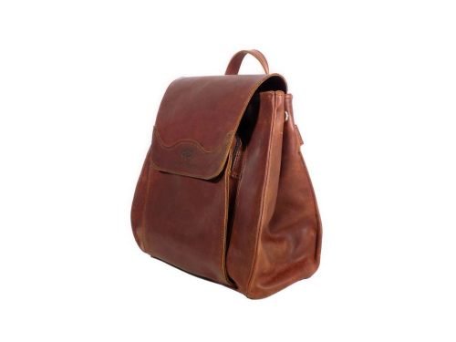 Genuine Leather Backpack Sling Bag Tulip Tobacco Brown 2