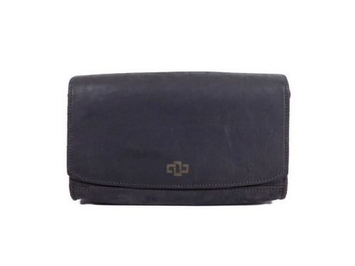 Genuine Leather Ladies Clutch Sling Bag Monroe Black 1