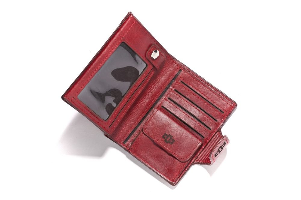 Genuine Leather Wallet Purse Franklin Organiser Ruby Red 2