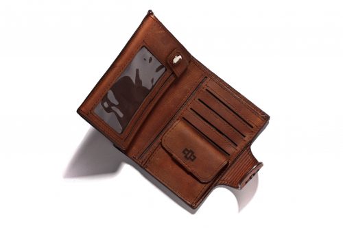 Genuine Leather Wallet Purse Franklin Organiser Tobacco Brown 2