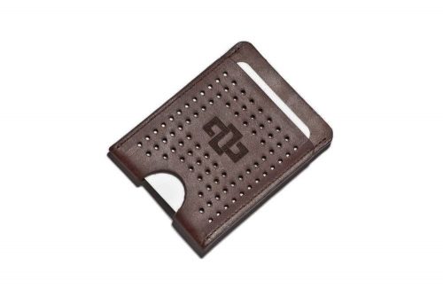 Genuine Leather Perforated Card Holder Franklin Diesel Brown 2