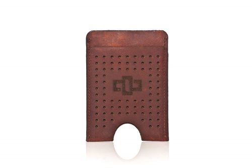 Genuine Leather Perforated Card Holder Franklin Tobacco Brown 1