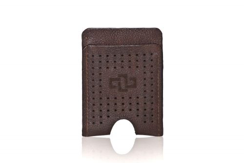 Genuine Leather Perforated Card Holder Franklin Zambezi Buffalo Brown 1
