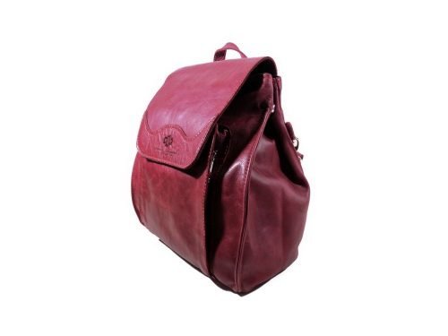 Genuine Leather Backpack Sling Bag Tulip Ruby Red 2