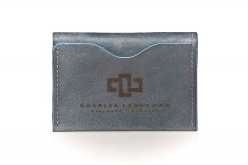 Genuine Leather Card Holder Dakota Folded Curved Denim Blue 1