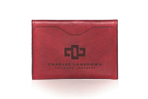 Genuine Leather Card Holder Dakota Folded Curved Ruby Red 1