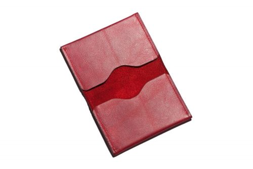 Genuine Leather Card Holder Dakota Folded Curved Ruby Red 2