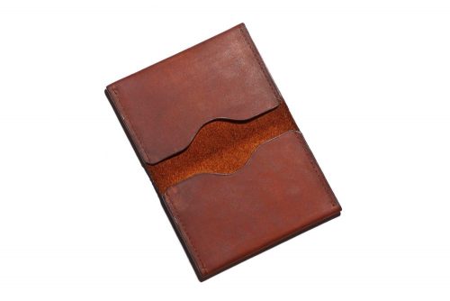Genuine Leather Card Holder Dakota Folded Curved Tobacco Brown 2