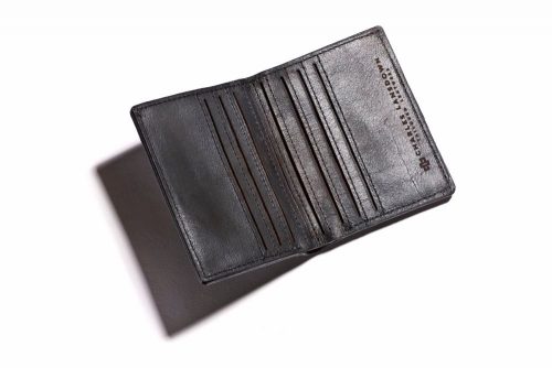 Genuine Leather Bifold Wallet Mansfield Compact Black 2