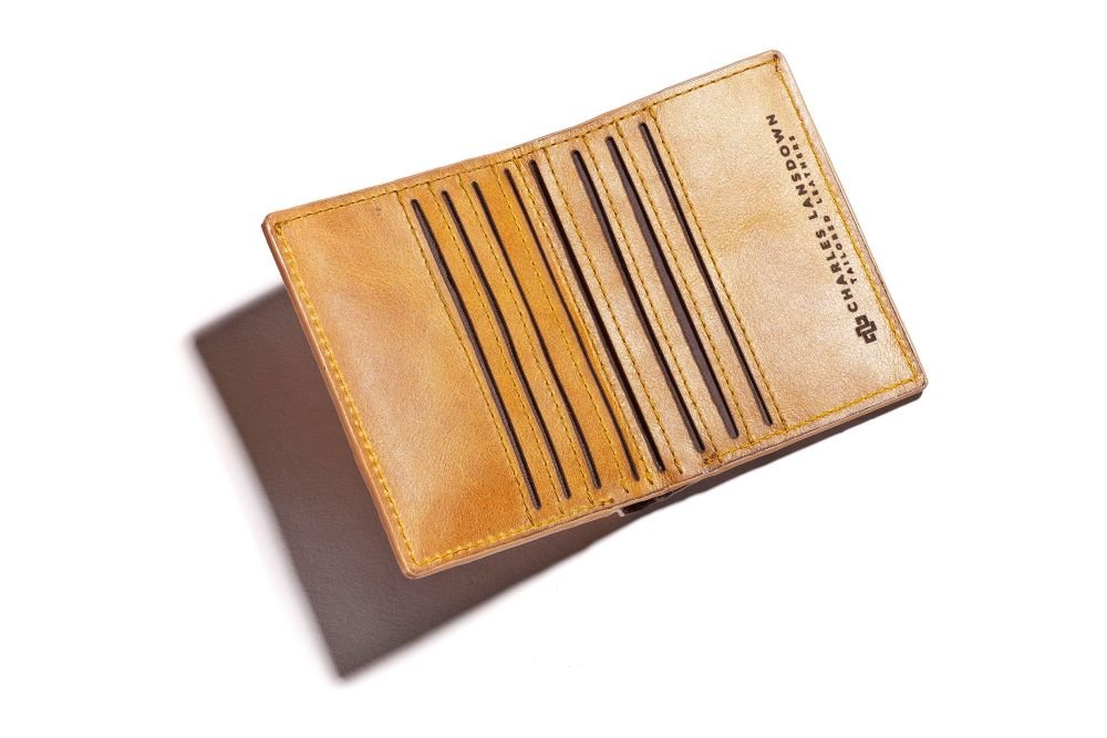 Genuine Leather Bifold Wallet Mansfield Compact Cognac Tan 2