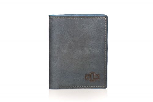 Genuine Leather Bifold Wallet Mansfield Compact Denim Blue 1