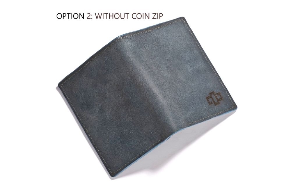 Genuine Leather Bifold Wallet Mansfield Compact Denim Blue 4