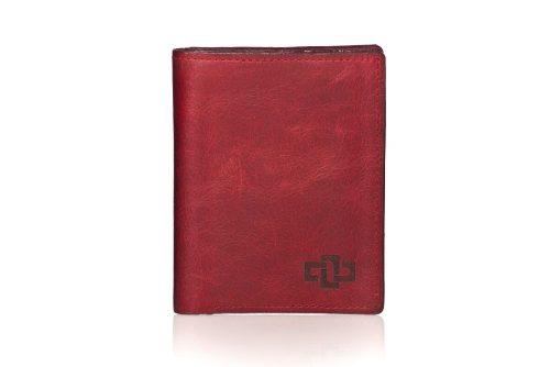 Genuine Leather Bifold Wallet Mansfield Compact Ruby Red 1