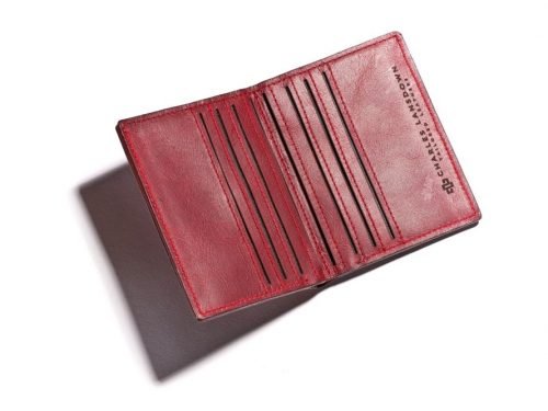 Genuine Leather Bifold Wallet Mansfield Compact Ruby Red 2