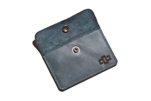 Genuine Leather Business Card Holder Monroe Denim Blue 2