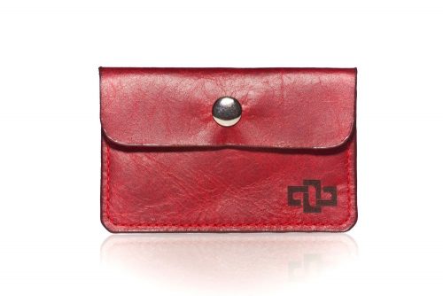 Genuine Leather Business Card Holder Monroe Ruby Red 1