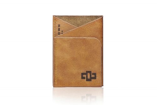 Genuine Leather Card Holder Astin Geometric Cognac Tan 1