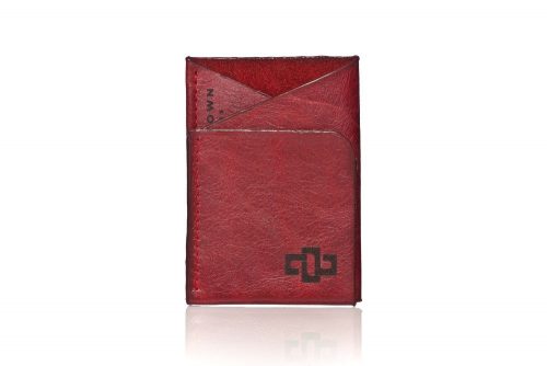 Genuine Leather Card Holder Astin Geometric Ruby Red 1
