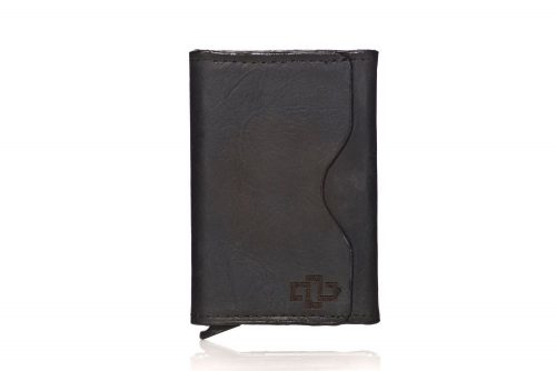 Genuine Leather Card Holder Astin aluminium Black 1