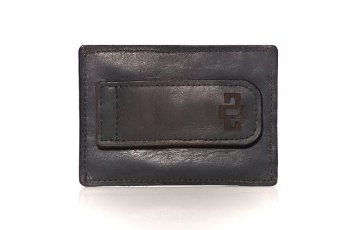 Genuine Leather Card Holder Mansfield Money Clip Black 1