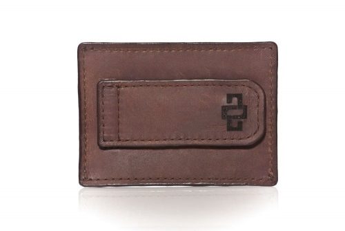 Genuine Leather Card Holder Mansfield Money Clip Diesel Brown 1