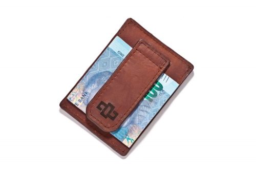 Genuine Leather Card Holder Mansfield Money Clip Tobacco Brown 3