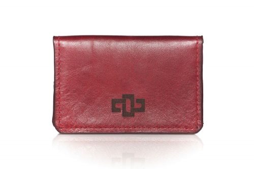Genuine Leather Card Holder Mansfield Pouch Ruby Red 1