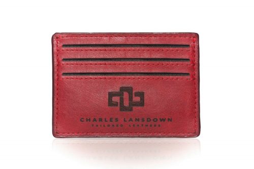 Genuine Leather Card Holder Mansfield Streamline V6 Ruby Red 1