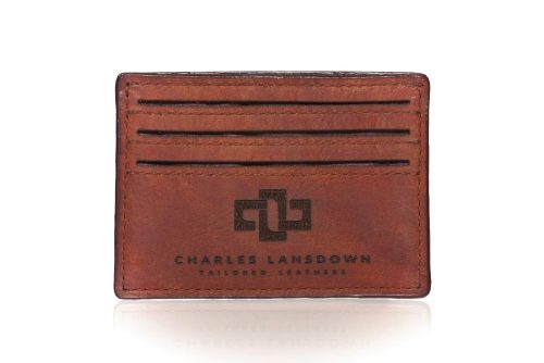 Genuine Leather Card Holder Mansfield Streamline V6 Tobacco Brown 1