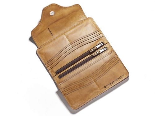 Genuine Leather Purse Astin Smart Phone Organizer Cognac Tan 2