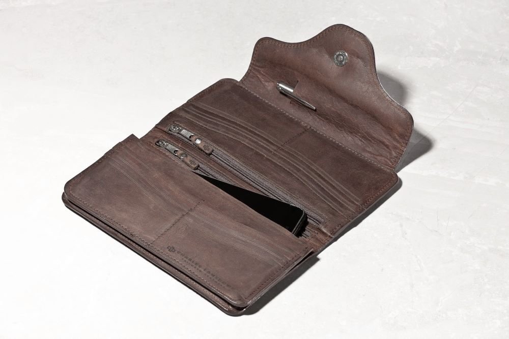 Genuine Leather Purse Astin Smart Phone Organizer Diesel Brown 3