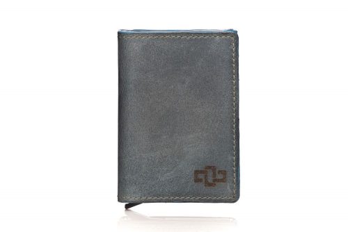 Genuine Leather RFID Wallet Astin Aluminium Denim Blue 1