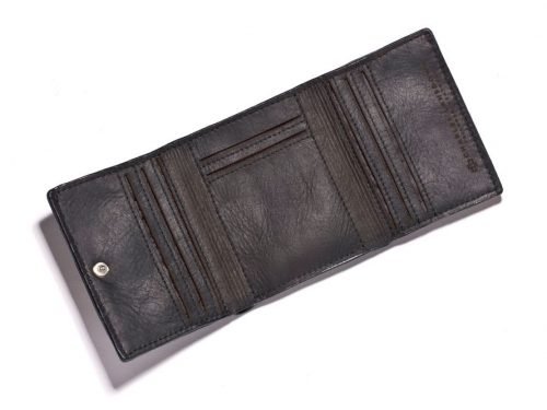 Genuine Leather Wallet Astin Trifold Black 2