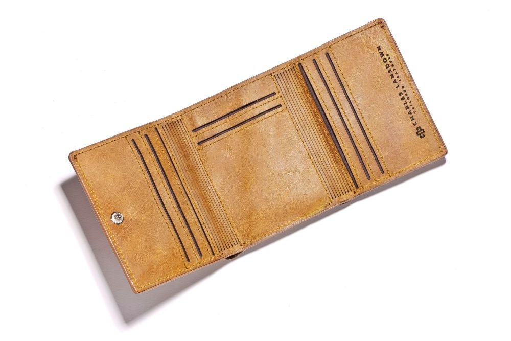 Genuine Leather Wallet Astin Trifold Cognac Tan 2