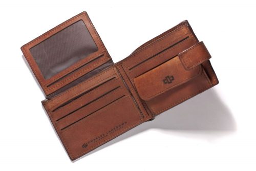 Genuine Leather Wallet Mansfield Large Tab Tobacco Brown 2